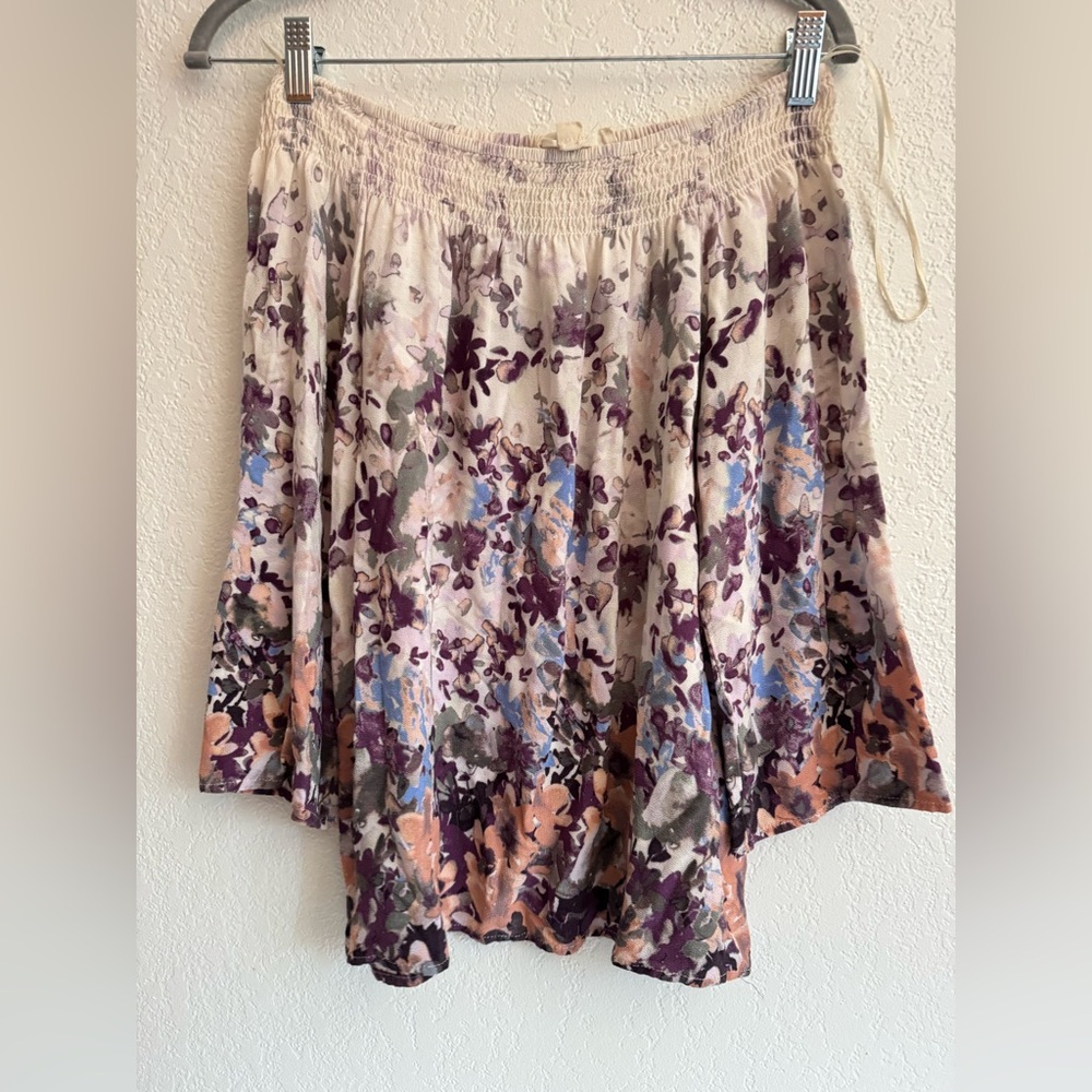 Floral Print Skirt with Elastic Waist